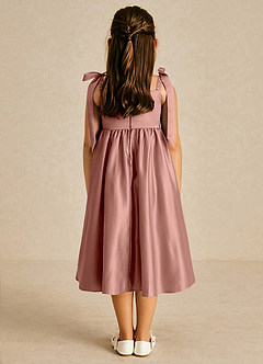 Azazie Chelsie vestidos de niña de las flores Vestido de Rosa De Cedro de Satin Mate de Corte En A con Lazo image2