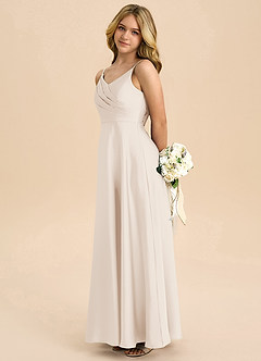 Azazie Bug Junior Robe Trapèze en Satin extensible Plissée Albâtre Blanc image7