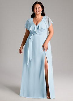 Azazie Lainey Bridesmaid Dresses Sky Blue A-Line with Pockets Chiffon Dress image10