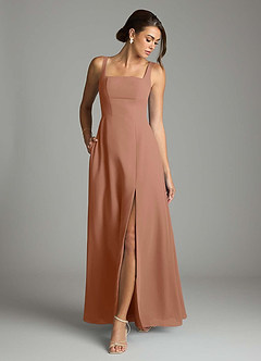 Azazie Debra Bridesmaid Dresses Bronzer A-Line with Pockets Chiffon Convertible Dress image4