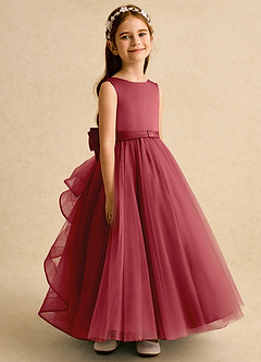 Azazie Lior Flower Girl Dresses Pomegranate Ball-Gown Pleated Tulle Dress image3
