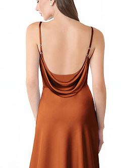 Azazie Alaija Robes de demoiselle d'honneur Robe Sirène en Satin extensible Fente Latérale Cannelle image6