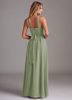 Azazie Dixie Bridesmaid Dresses Pistachio A-Line Halter Pleated Chiffon Dress image2