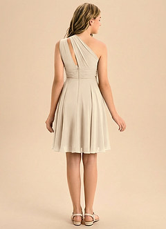 Azazie Charlize Junior Champagne A-Line Pleated Chiffon Dress image2