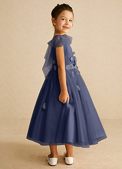 Azazie Minia Flower Girl Dresses Stormy A-Line Bow Matte Satin Dress image2
