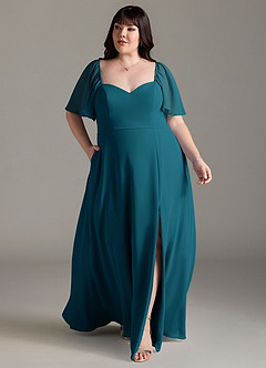 Azazie Chloe Bridesmaid Dresses Ink Blue A-Line Sweetheart Neckline Chiffon Dress image7