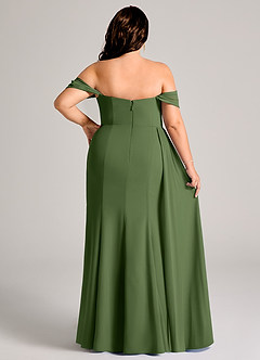 Azazie Amyra Bridesmaid Dresses Olive Sheath Off the Shoulder Chiffon Convertible Dress image15