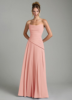 Azazie Gabriela Brautjungfernkleider A-Linie Korsett Chiffon Kleid Rosettenrosa image7
