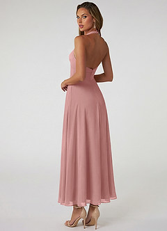 Azazie Tessie 신부 들러리 드레스 A라인 주름진 쉬폰 발목 길이 드레스 image2