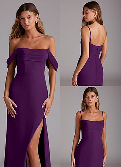 Azazie Saige Bridesmaid Dresses Grape A-Line Off the Shoulder Chiffon Convertible Dress image10