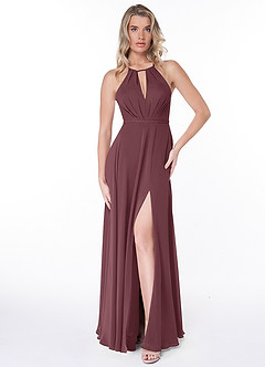 Azazie Evalleen Bridesmaid Dresses Sangria A-Line Pleated Chiffon Dress image6
