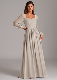 Azazie Maree Bridesmaid Dresses Frost A-Line Corset Chiffon Dress image3