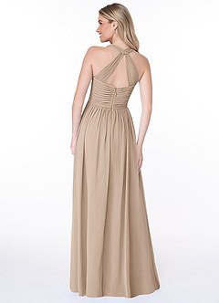 Azazie Jaclyn Bridesmaid Dresses Taupe A-Line Pleated Chiffon Dress image2