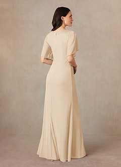 Azazie Selah Abiti per la Madre della Sposa Abito A-Line in Maglia Increspato con Scollo a V Champagne image4