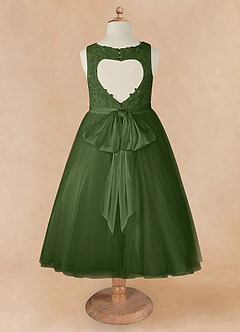 Azazie Calla Flower Girl Dresses Olive Ball-Gown Lace Tulle Dress image8