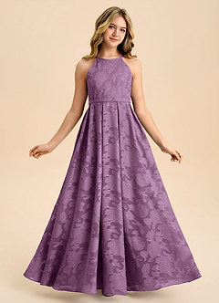 Azazie Arianthe Junior A-Linie Plissee Blumen-Burnout Kleid Blauregen image5