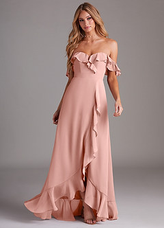 Azazie Lyra Bridesmaid Dresses Rosette A-Line Chiffon Convertible Dress image4
