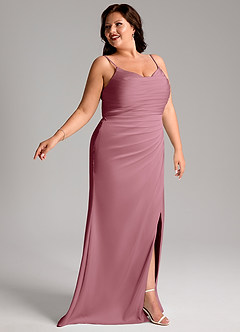Azazie Deandra Brautjungfernkleider Meerjungfrau-Linie Plissee Stretch-Satin Kleid Vintage Mauve image11