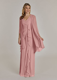 Azazie Manuella Final Sale Cabernet A-Line V-Neck Pleated Chiffon Dress image1