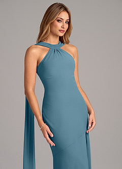 Azazie Kinsley Vestidos de damas de honor Vestido de Bermudas de Gasa de Corte Sirena con Plisado image7