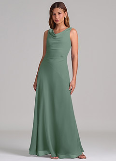 Azazie Nerine Brudtärnklänningar Klä av A-Linje i Chiffong Plisserad Eukalyptus image3