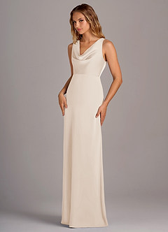 Azazie Wrenlee Bridesmaid Dresses White Alabaster A-Line Stretch Satin Dress image3