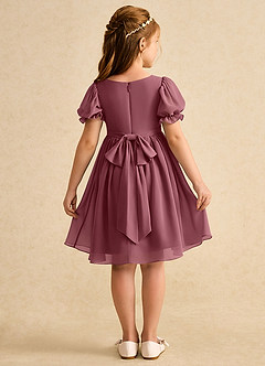 Azazie Jolie Flower Girl Dresses Desert Rose A-Line with Sleeves Chiffon Dress image2