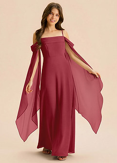 Azazie Moana Junior Linia A Pofałdowany Szyfon Długość podłogi Młodsza druhna Sukienka image1