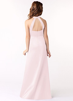 Azazie Laurel Vestido de Rosa Rubor de Satin Mate de Acampanado image3