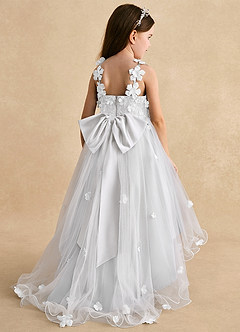 Azazie Celia Flower Girl Dresses White A-Line Lace Tulle Dress image2