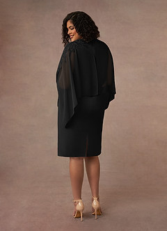 Azazie Maryam Mother of the Bride Dresses Black Sheath Lace Chiffon Dress image8