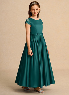 Azazie Bunny Girls Formal Flower Girl Dresses Peacock Ball-Gown Lace Dress image5