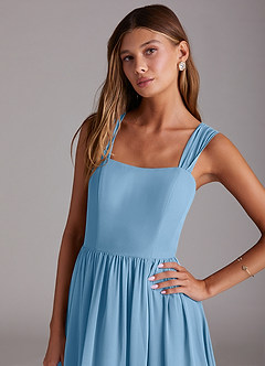 Azazie Calianna Jurken voor bruidsmeisjes Converteerbaar Jurk van Chiffon met A-Lijn Off the Shoulder Staal Blauw image7