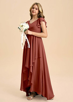 Azazie Caria Junior Auburn A-Line Pleated Chiffon Dress image5