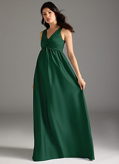Azazie Yetta Abiti da damigella d'onore premaman Abito A-Line Plissettato Raso Elasticizzato Floor-Length image6