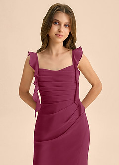 Azazie Jessamine Junior Vestido de Mora de Gasa de Corte Sirena con Escote de Corazón image7