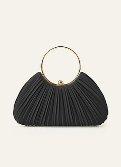 Matching Color Stretch Satin Pleated Handbag