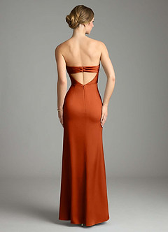 Azazie Leonis Bridesmaid Dresses Paprika Mermaid Pleated Stretch Satin Convertible Dress image2