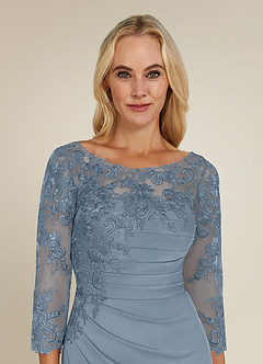 Azazie Alisondra Mother of the Bride Dresses Dusty Blue Sheath Scoop Lace Lace Dress image5