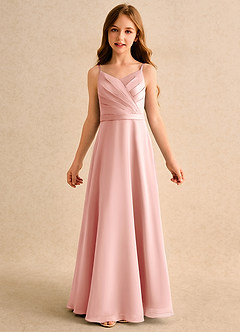 Azazie Umina Girls Formal Flower Girl Dresses Rosette A-Line Pleated Matte Satin Dress image6