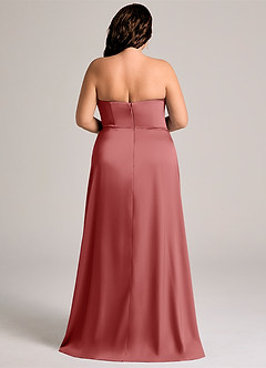 Azazie Wren Bridesmaid Dresses Antique Rose A-Line Strapless Stretch Satin Convertible Dress image7