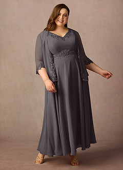 Azazie Devana Mother of the Bride Dresses Steel Grey A-Line Sequins Chiffon Dress image9