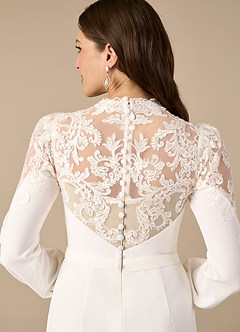 Azazie Cici Hochzeitskleider Hosenstile Hoher Ausschnitt Pailletten Stretch-Krepp Kleid Diamantweiß Nude image5
