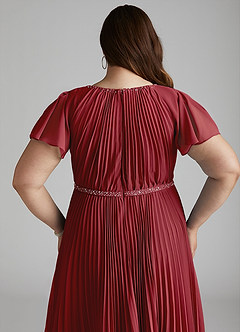 Azazie Kara Bescheidene Brautjungfernkleider A-Linie Plissee Chiffon Bodenlänge Kleid image14