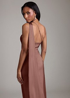 Azazie Galinda Brudtärnklänningar Klä av Sjöjungfru i Stretch Satin Ena axeln Espresso image2