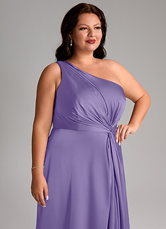Azazie Brooke Bridesmaid Dresses Tahiti A-Line One Shoulder Stretch Satin Dress image14