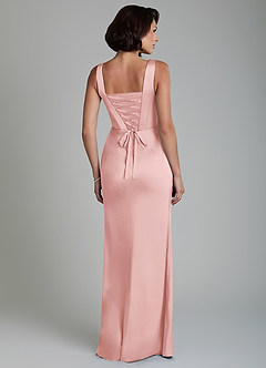 Azazie Amora Robes de demoiselle d'honneur Robe Sirène en Satin extensible Corset Rose Poudré image2