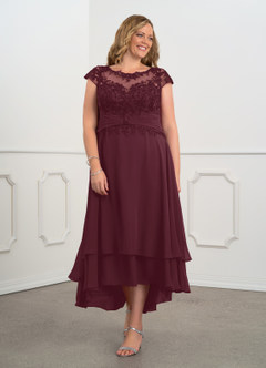 Azazie Shonda Moeder van de bruid jurken Jurk van Chiffon Kant Cabernet image8