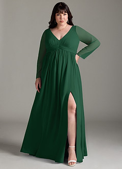 Azazie Teton Maternity Bridesmaid Dresses A-Line Long Sleeve Chiffon Floor-Length Dress image7
