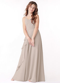 Azazie Dawn A-Line Pleated Chiffon Floor-Length Junior Bridesmaid Dress image2